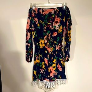 Blue Floral Sleeveless Romper